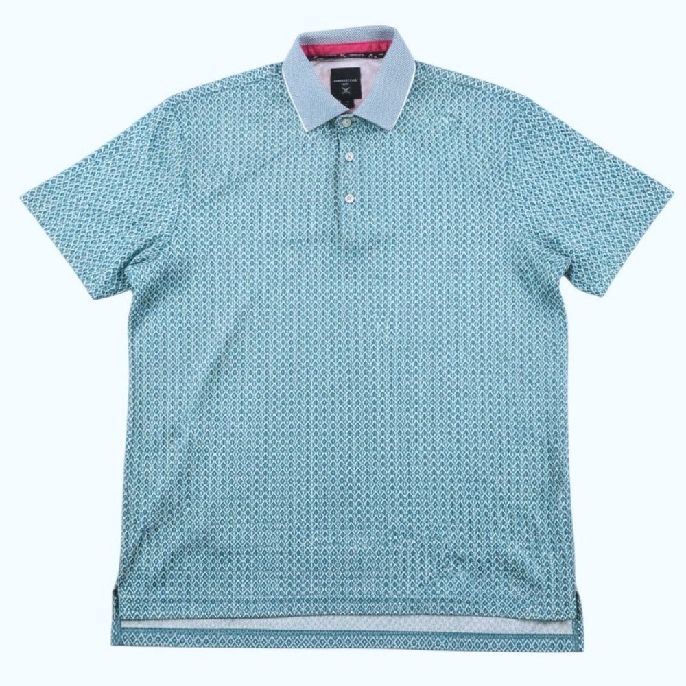 Golf Geometric Performance Polo Blue Mens Medium Kenneth Cole Golf